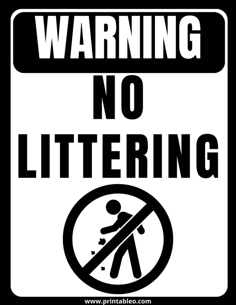 Black And White No Littering Sign