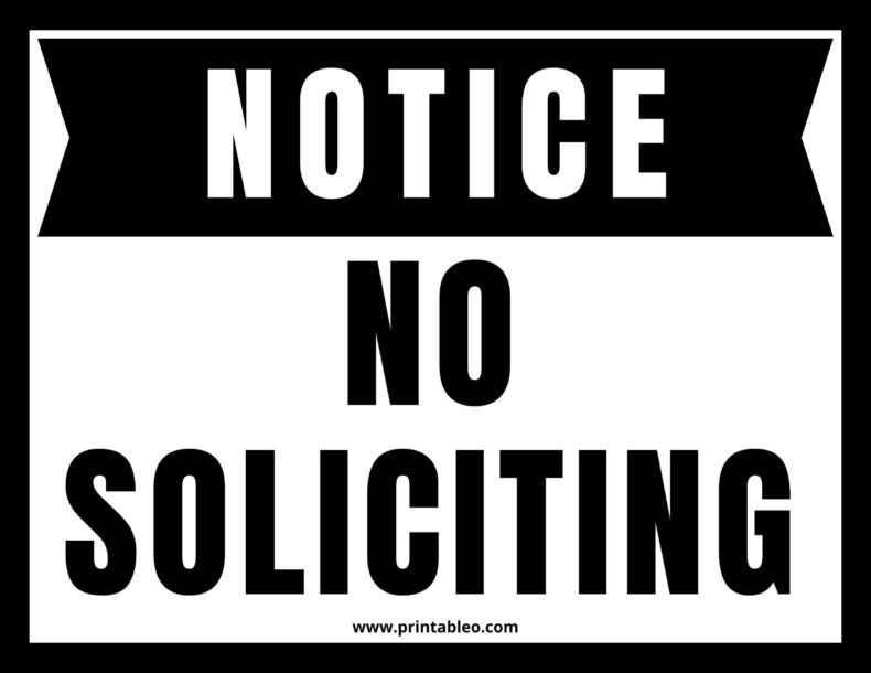 Black And White No Soliciting Sign