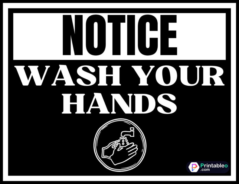 Black And White Wash Your Hands Sign