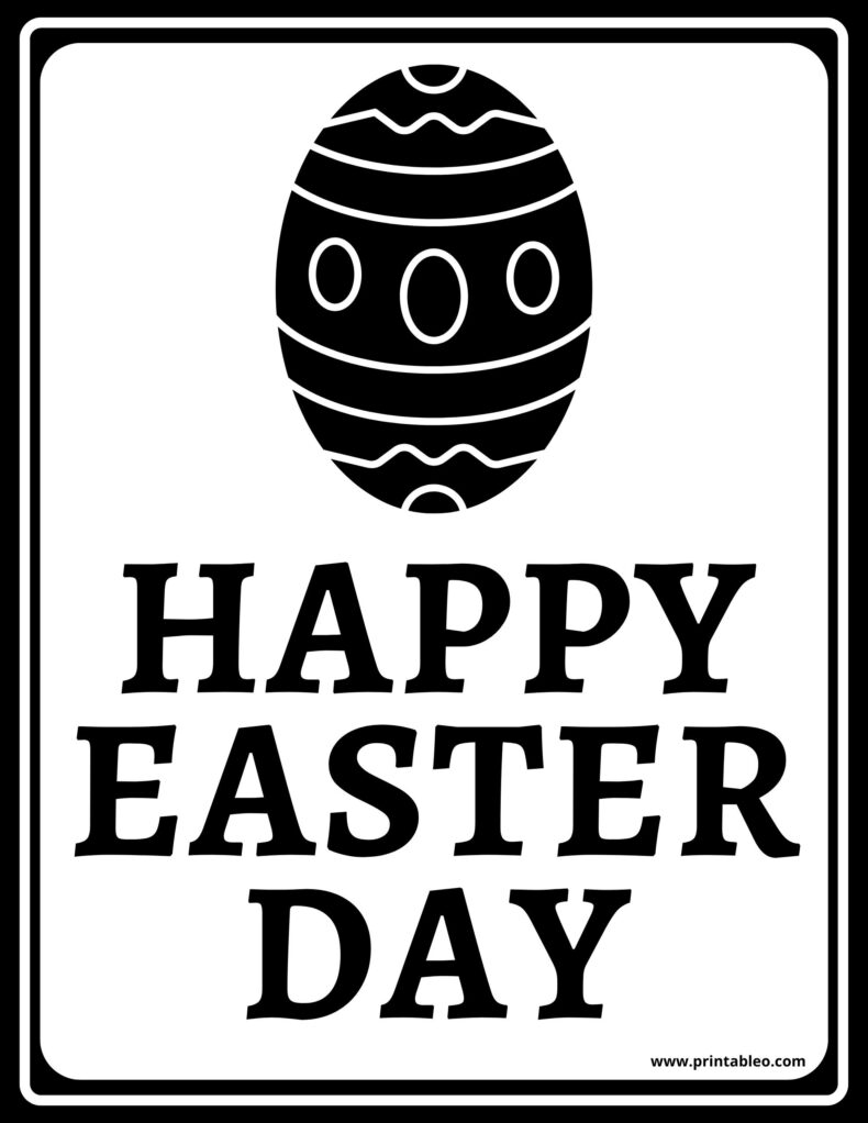 Black White Happy Easter Day Sign
