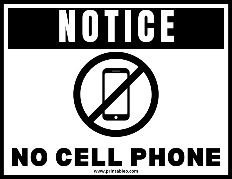 Black and White No Cell Phone Sign