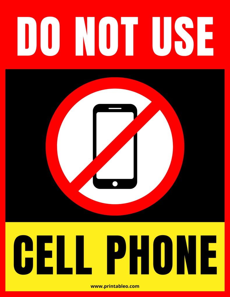 Do Not Use Cell Phone Sign