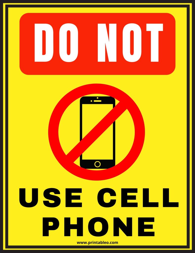 Do Not Use Cell Phone Sign