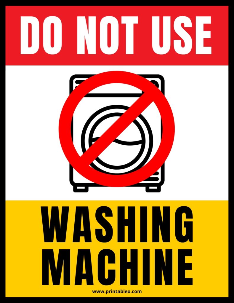 Do Not Use Washing Machine Sign