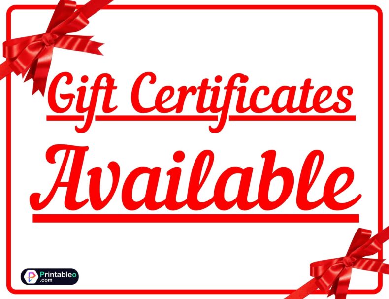 Gift Certificates Available Sign