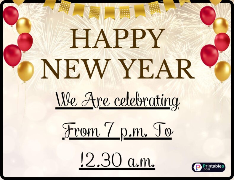 Happy New Year Hours Sign