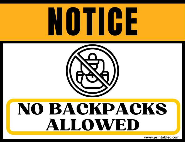 No Backpacks Allowed Sign