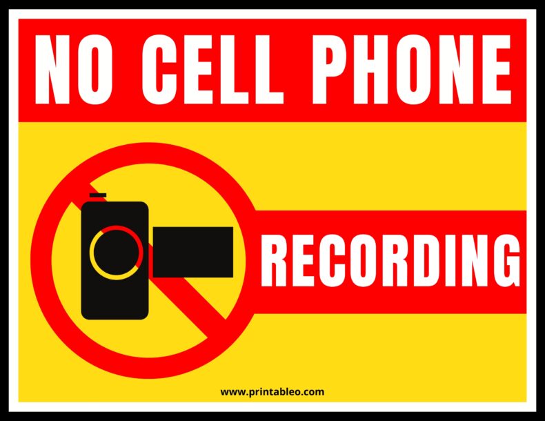 No Cell Phone Recording Sign
