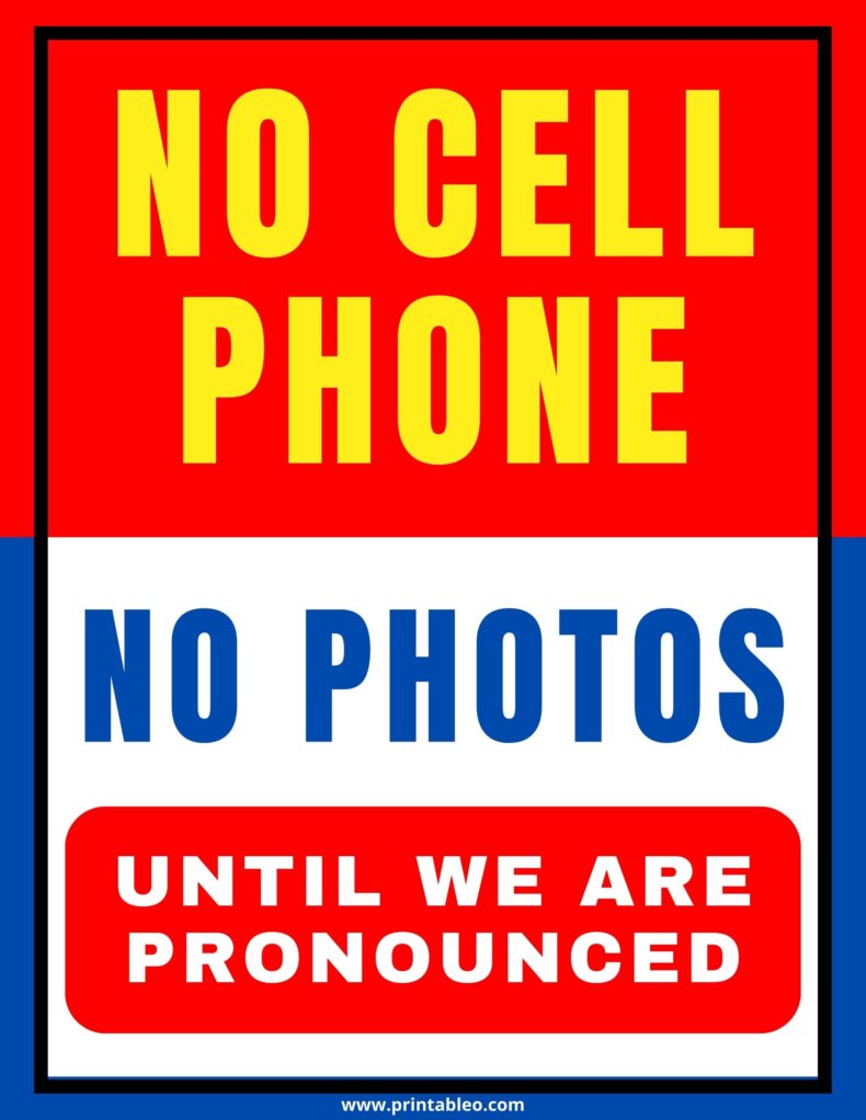 No Cell Phone Wedding Sign