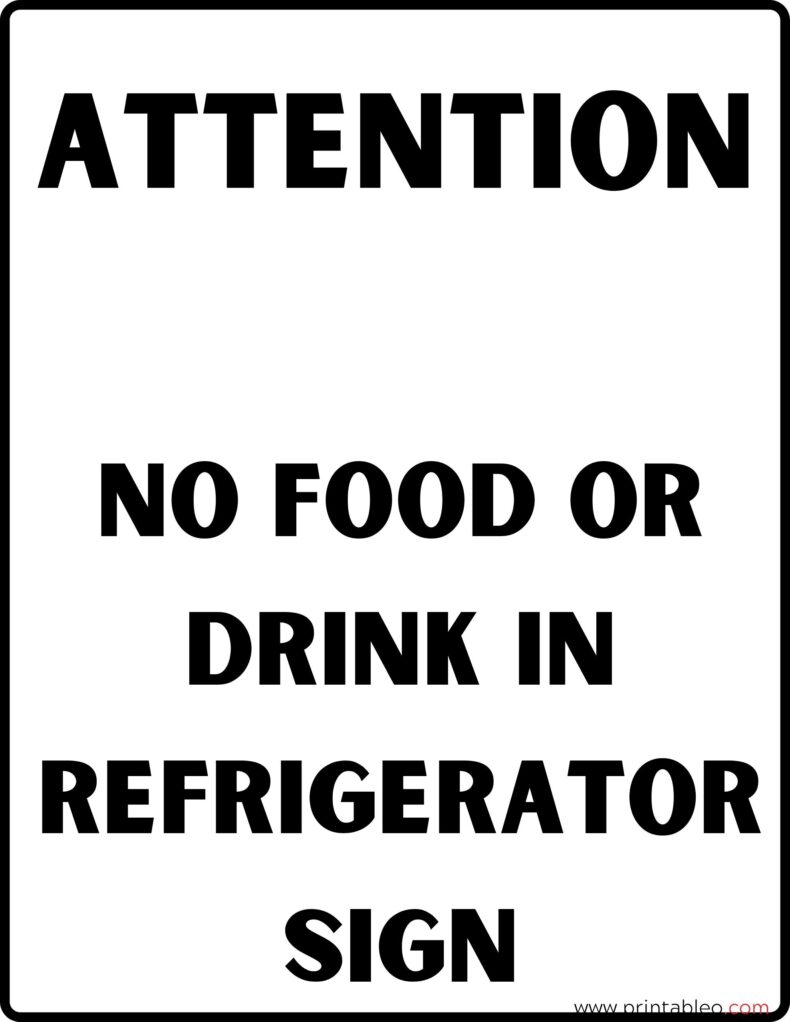 Printable no food or drink sign
