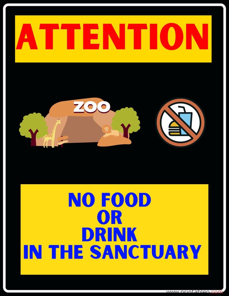No Food Or Drink In The Sanctuary Sign