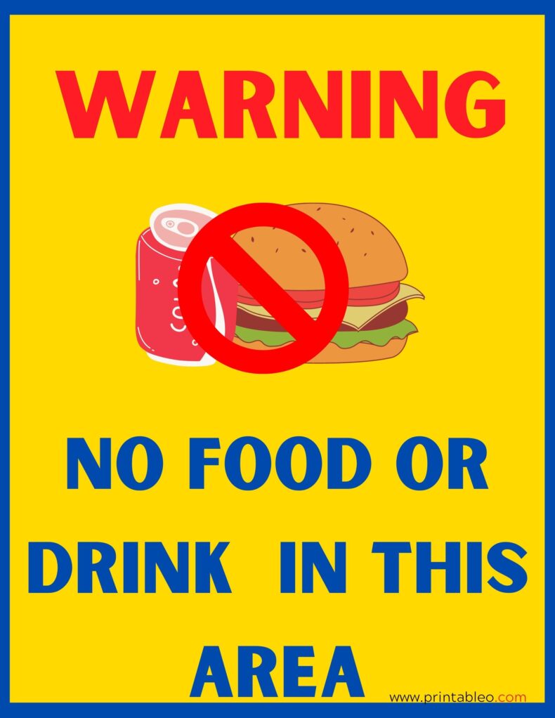 No Food Or Drink In This Area Sign