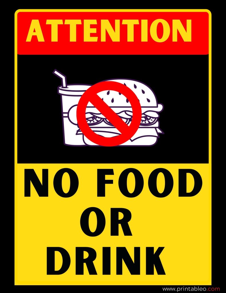 No Food Or Drink Sign Template