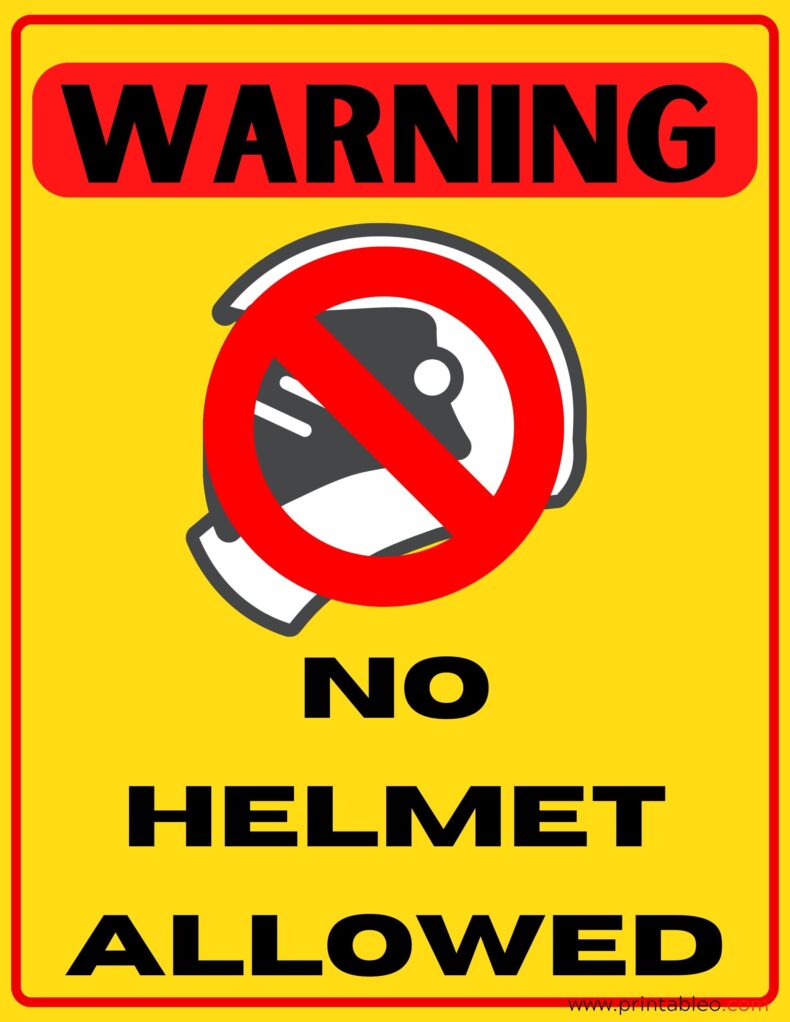 No Helmet Allowed Sign