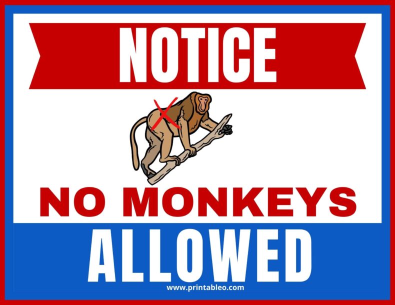 No Monkeys Allowed Sign
