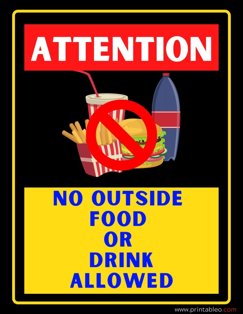 No Outside Food Or Drink Allowed Sign