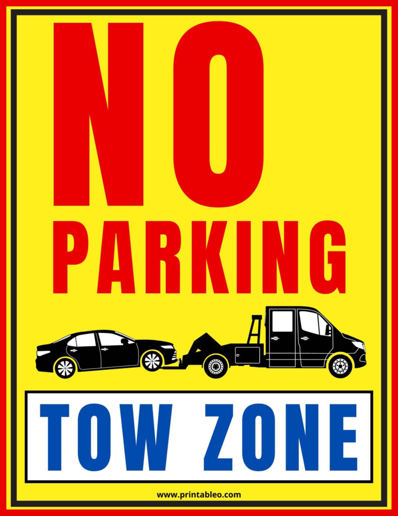 No Parking Tow Zone Sign