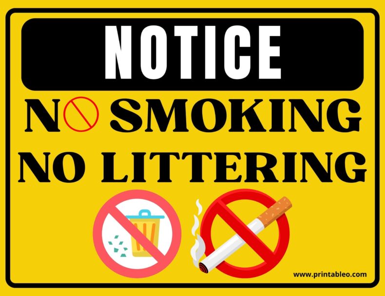 No Smoking No Littering Sign