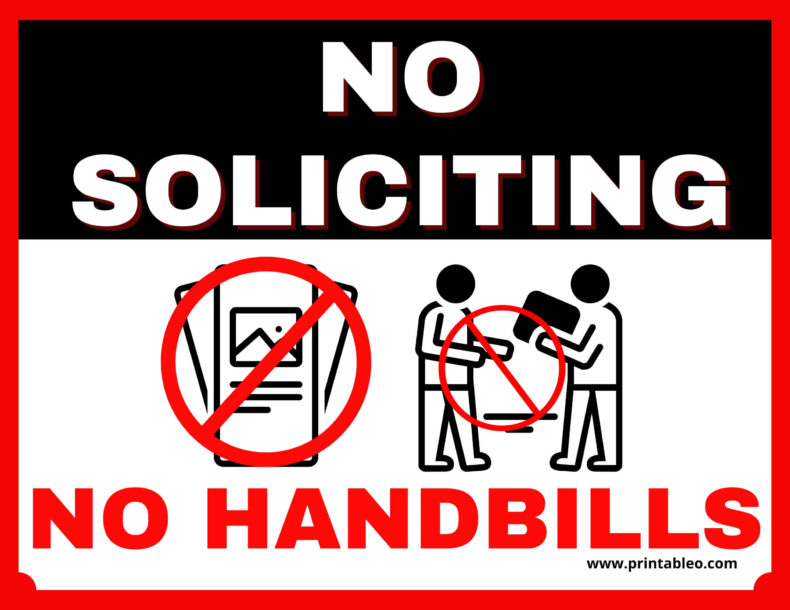 No Soliciting No Handbills Sign