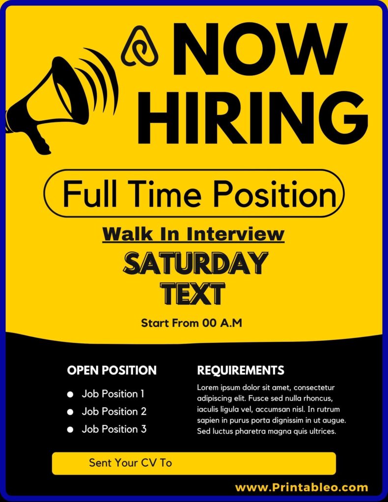 Now Hiring Full Time Position Sign