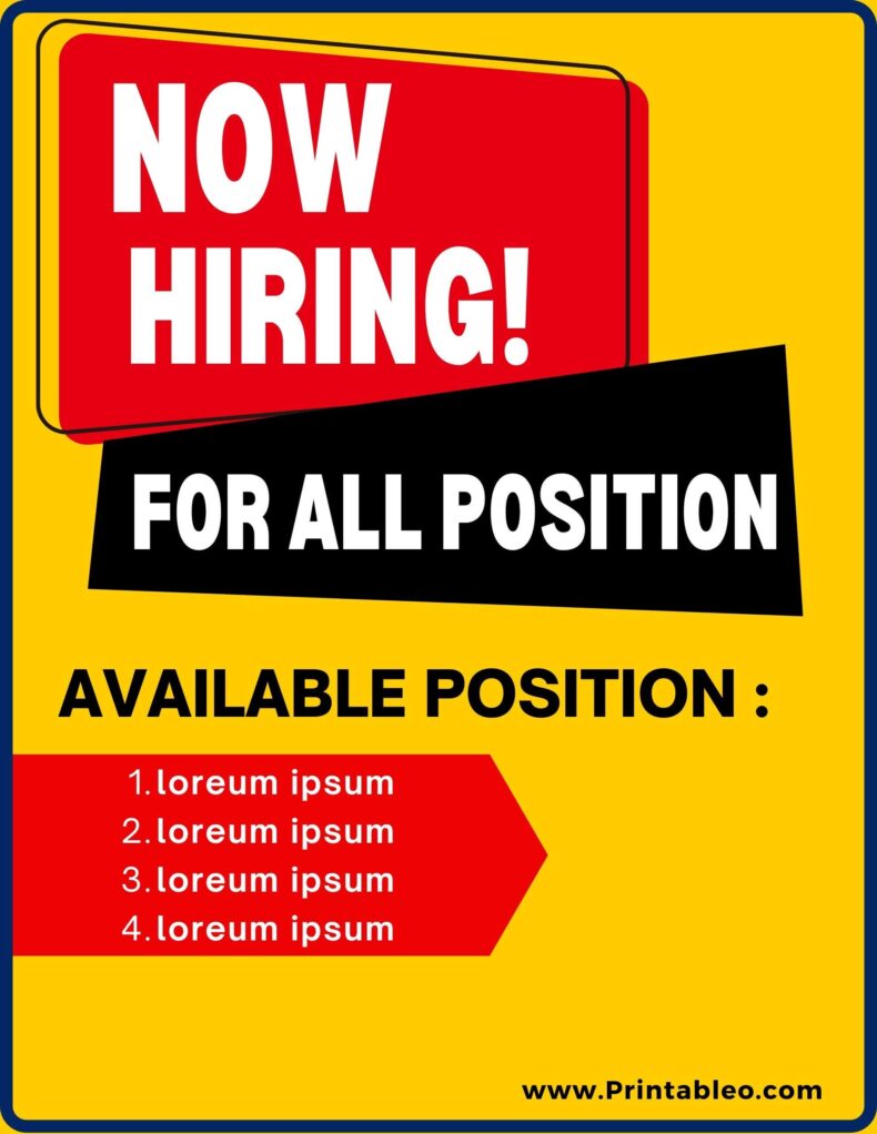 Now Hiring for all position Sign