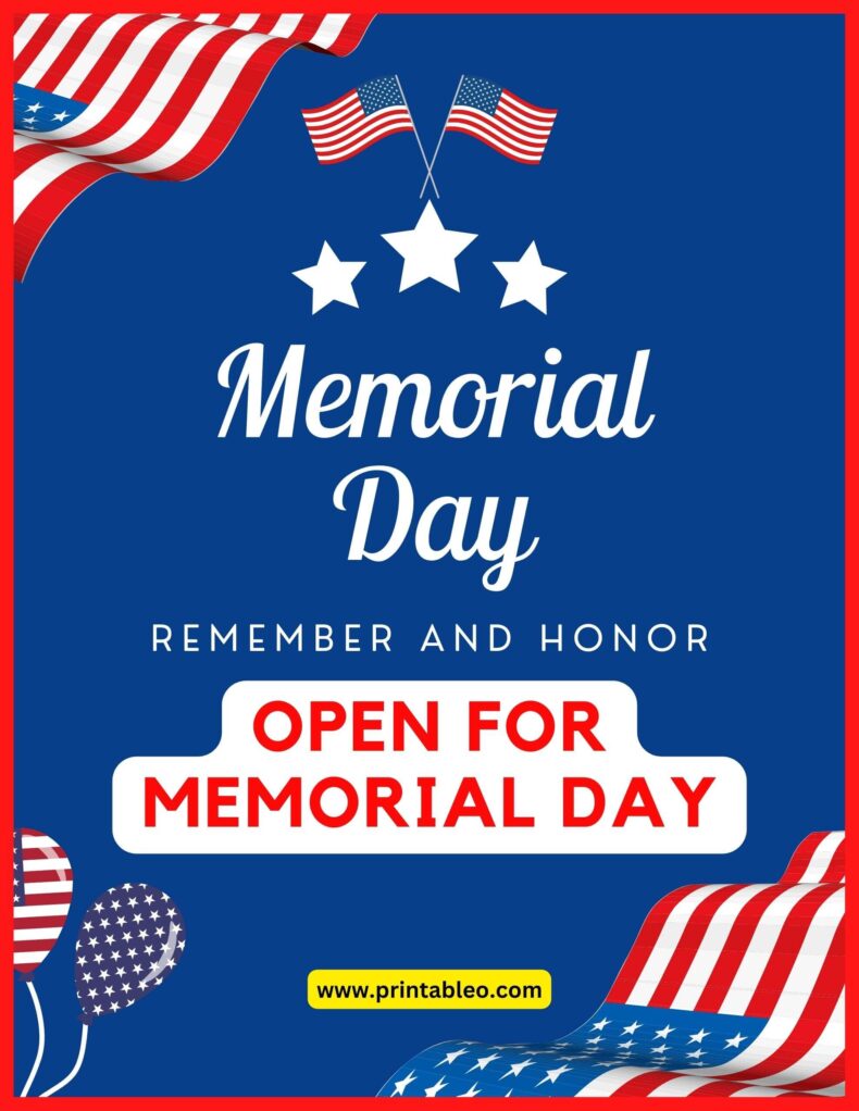 Open For Memorial Day Sign