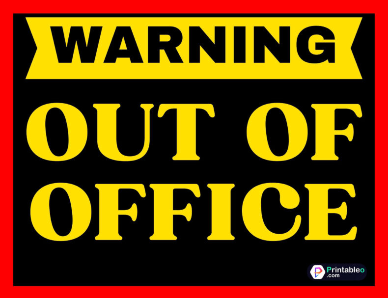 Out Of Office Sign For Door