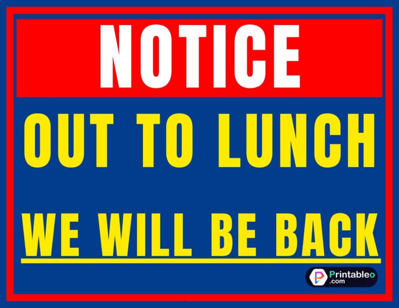 Out To Lunch Signs For Office Door