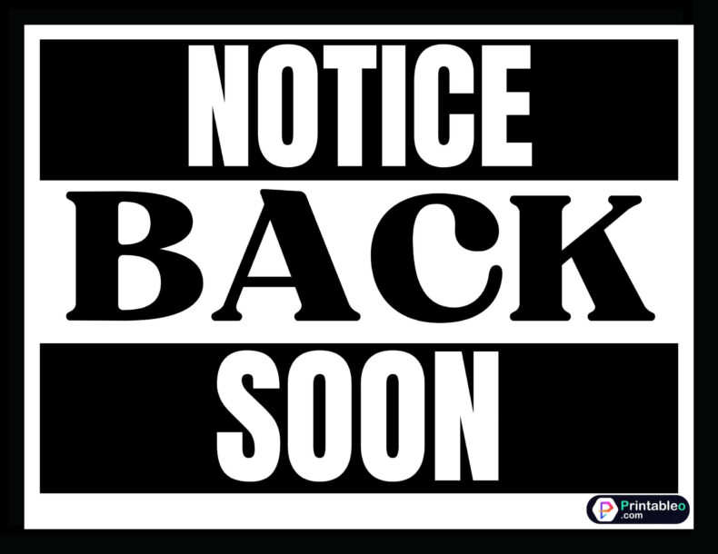 Printable Be Back Soon Sign