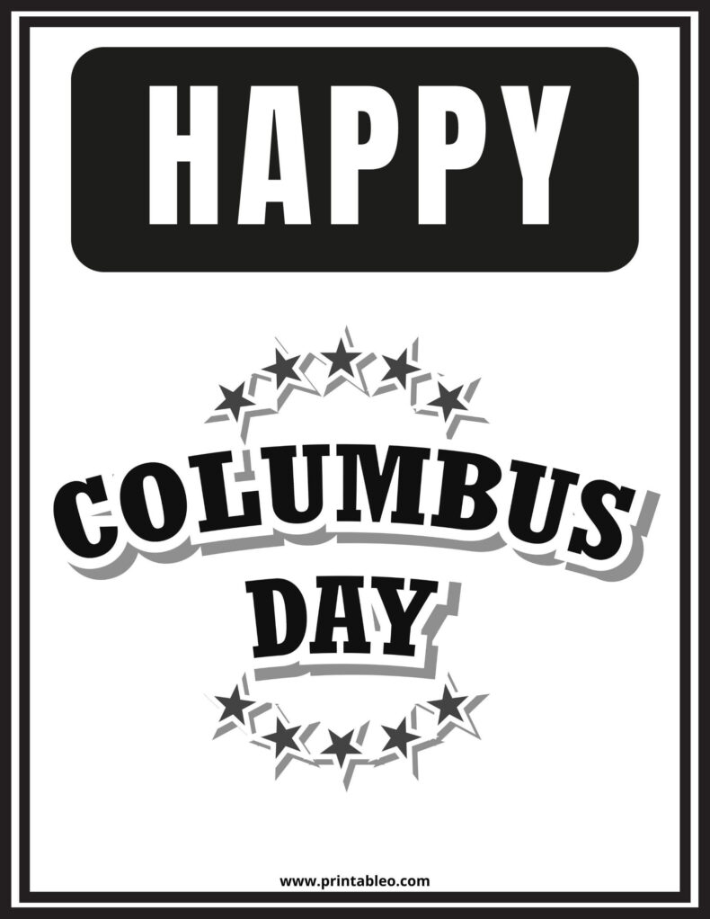 Printable Columbus Day Sign