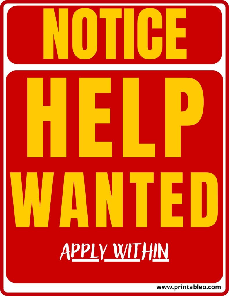 Printable Help Wanted Signs