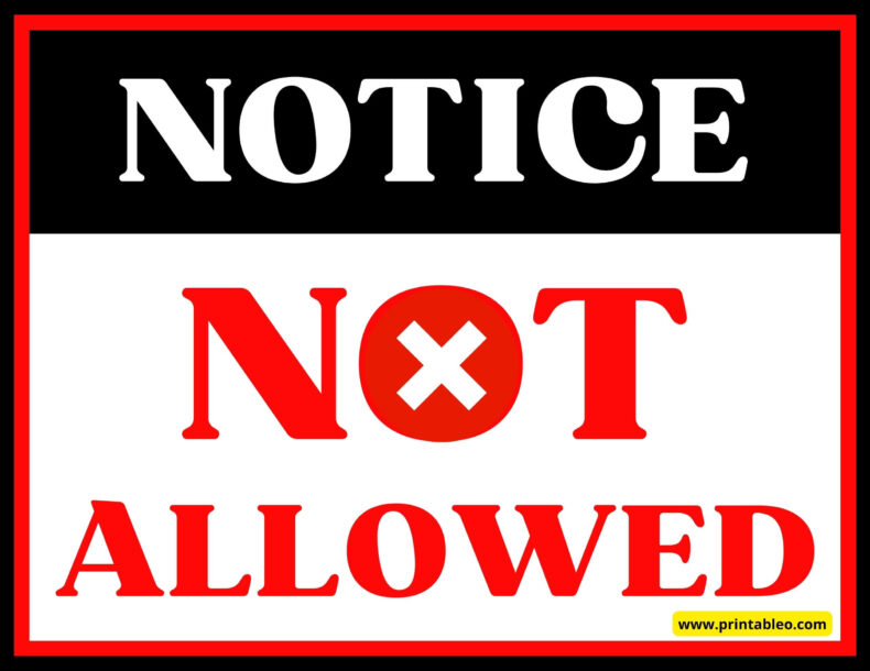 Printable Not Allowed Sign