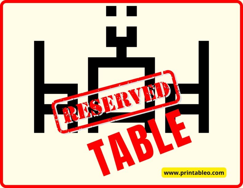 Printable Reserved Table Signs