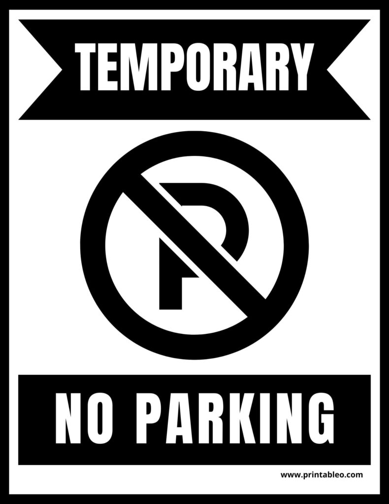 Printable Temporary No Parking Signs