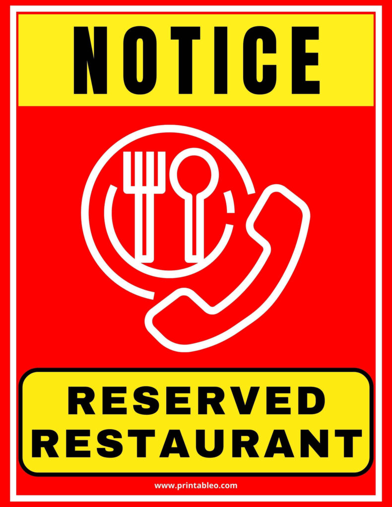 Reserved Restaurant Sign