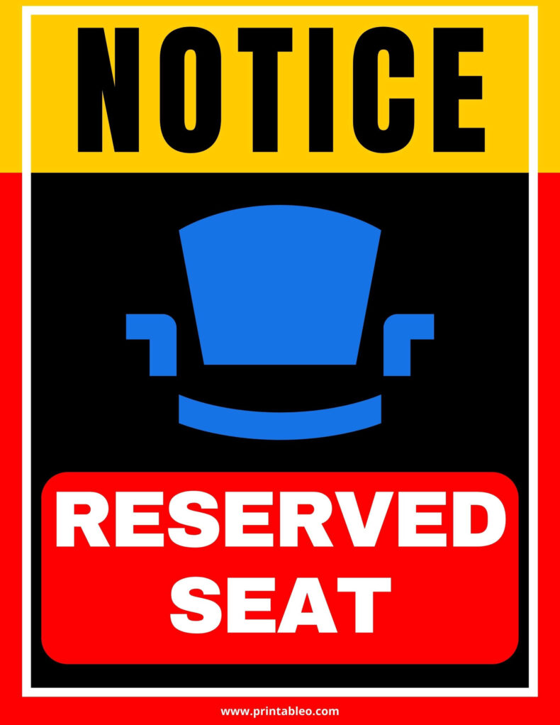 Reserved Seat Sign Template