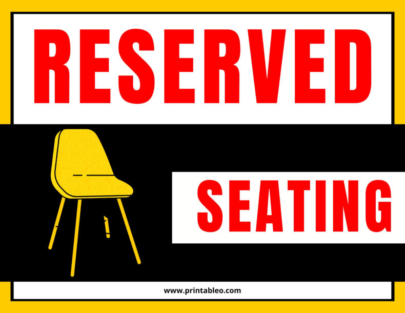 Reserved Seating Signs Printable