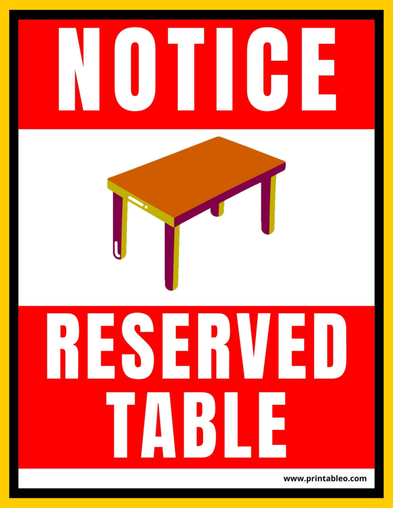 Reserved Table Sign