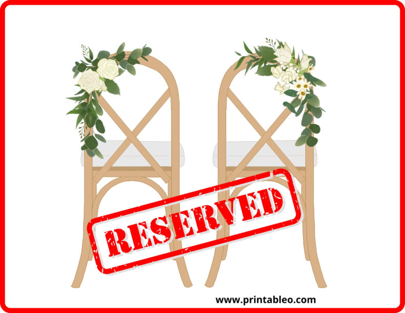 Reserved Wedding Chair Signs