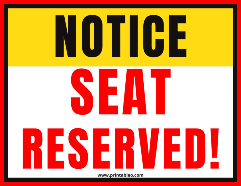 Seat Reserved Signs