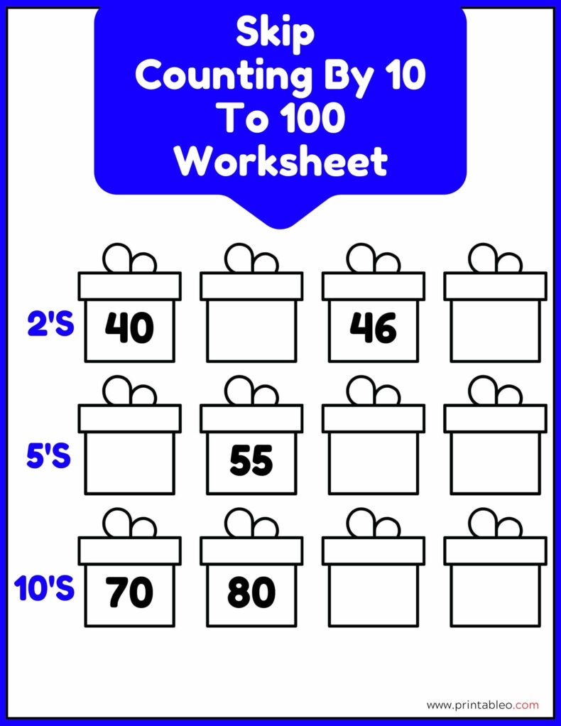 Skip Counting By 10 to 100 Worksheets