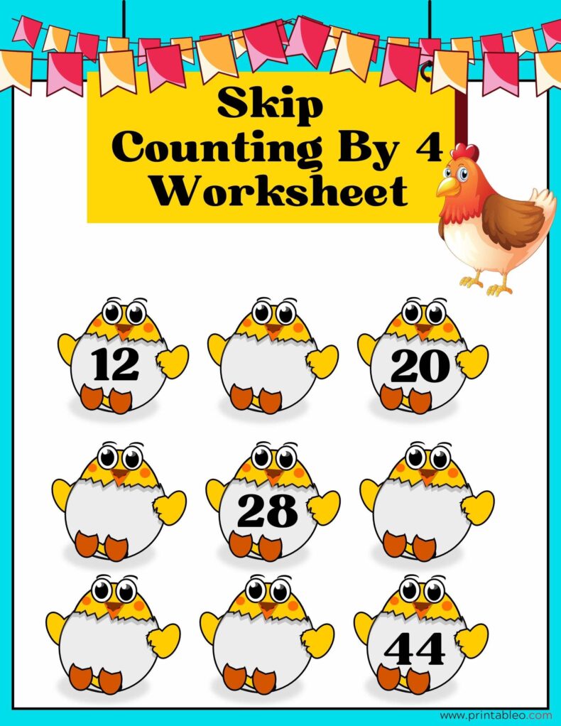 Skip Counting By 4 Worksheets