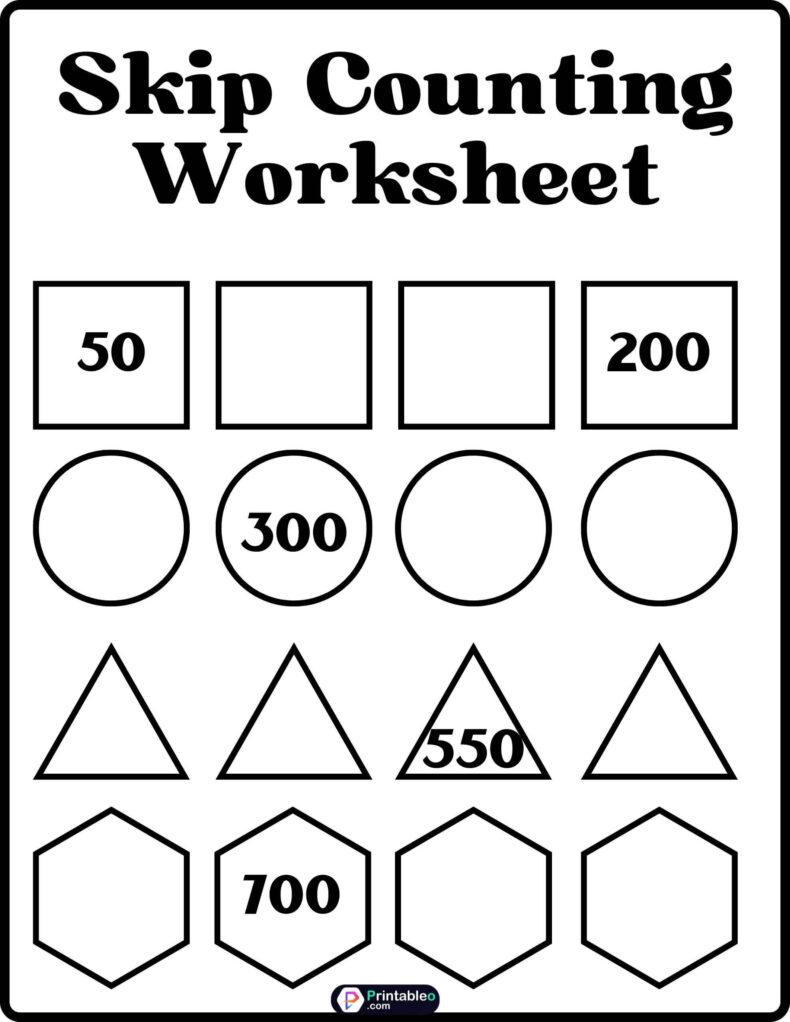 Skip Counting By 50 Worksheets
