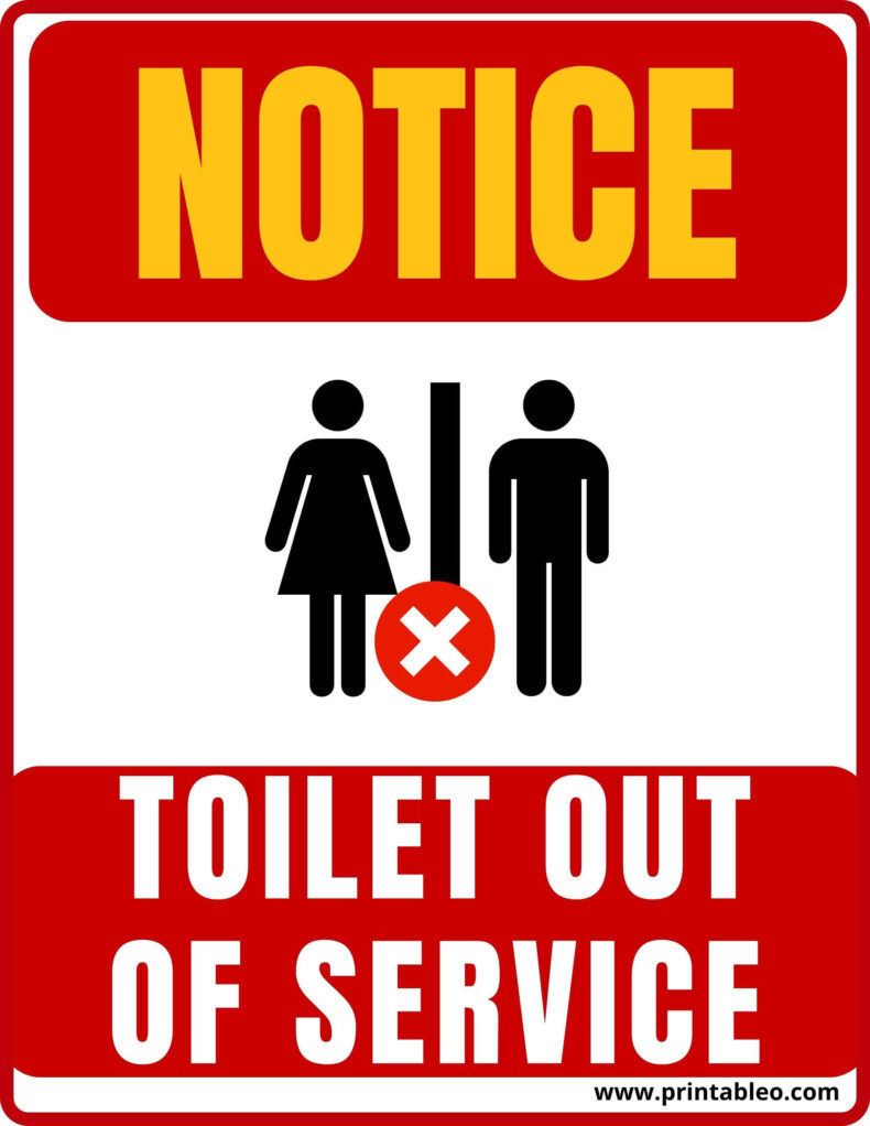 Toilet Out Of Service Sign