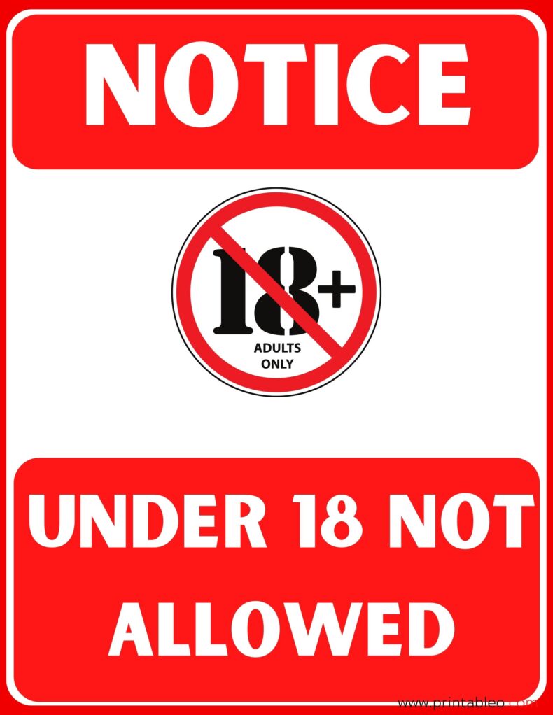 Under 18 Not Allowed Sign