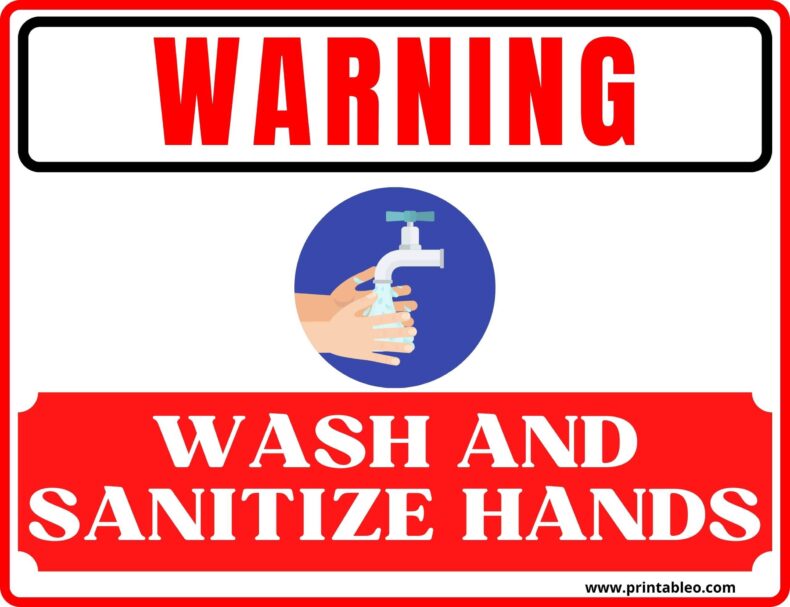 Wash And Sanitize Hands Sign