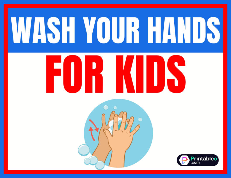 Wash Your Hands Sign For Kids