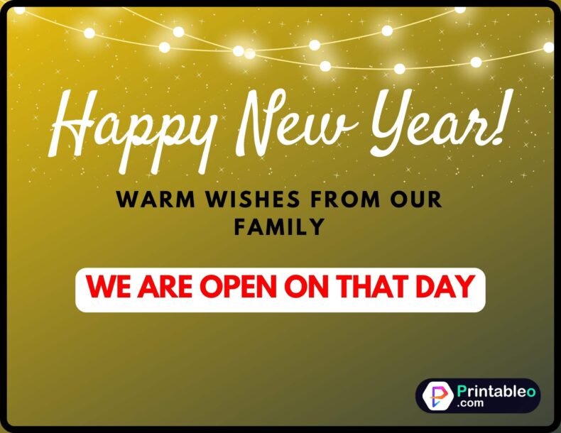 We Are Open On Happy New Year Sign