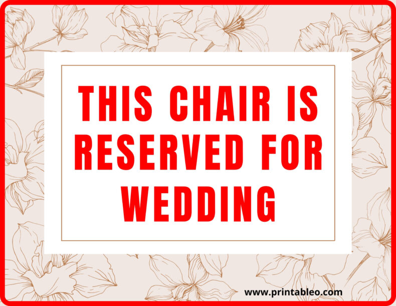 Wedding Reserved Signs For Chairs