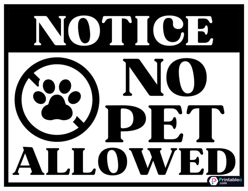 Black And White No Pets Allowed Sign